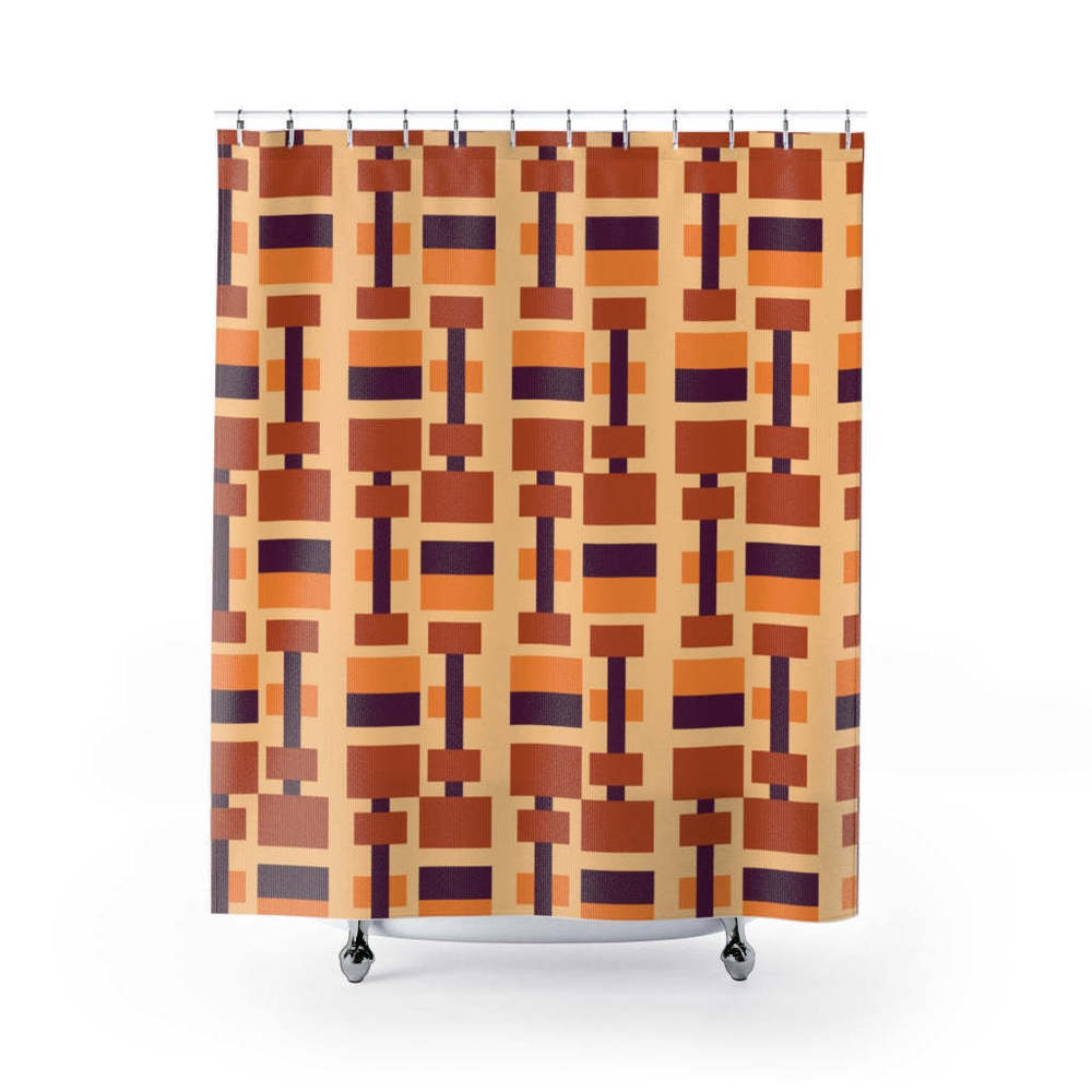Geometric Abstract Rectangles Stylish Design 71" x 74" Elegant Waterproof Shower